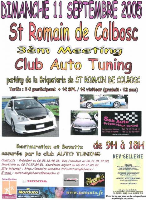 Affiche 3Ã¨m meeting club AUTO TUNING (76)
Mots-clés: meeting